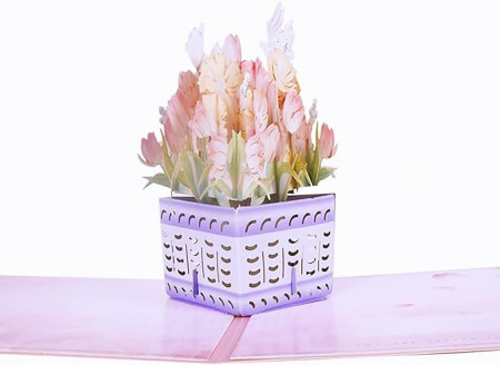 Felicitare 3D Innbox, multicolor, hartie, 16x16cm, model floral