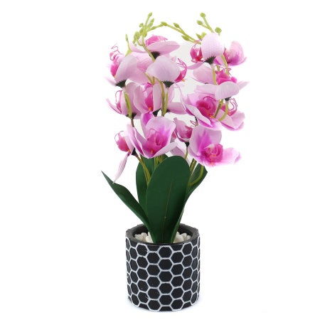 Ghiveci Cu Flori Artificiale, Orchid, Roz, 32cm - Img 1