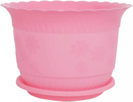 Ghiveci cu tava pentru plante Sourcing, plastic, roz, 23 X 14 X 16 cm /18 cm