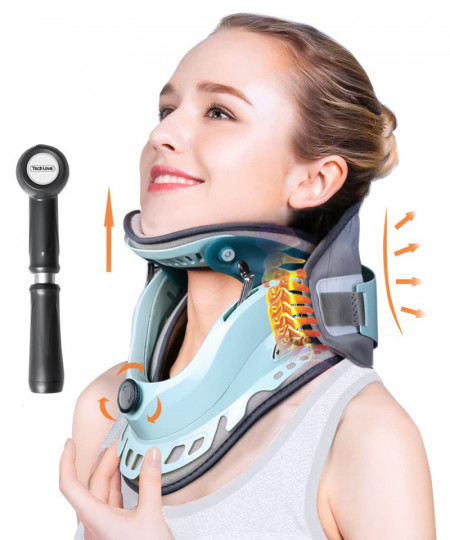 Guler cervical Tech Love, otel aliat, gri/albastru, 8-15 cm / 38-55 cm - Img 1