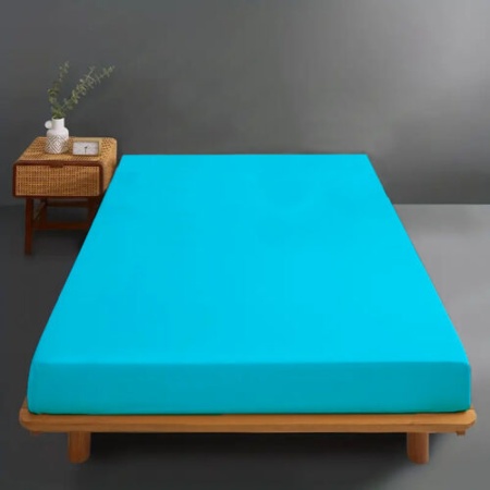 Husa de pat din bumbac 100%, tricot, turcoaz, 160x200 cm