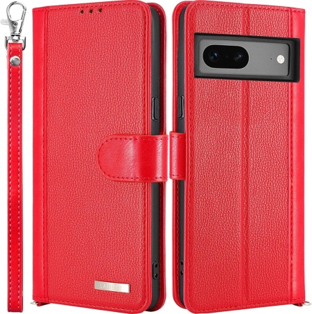 Husa de protectie flip pentru Google Pixel 7 5G Lairtte, TPU/piele PU, rosu, 6,3 inchi