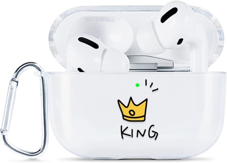 Husa de protectie pentru Airpods Pro 2 2022 Akabeila, silicon/metal, transparent/galben/negru, 6,4 x 4,8 x 2,5 cm