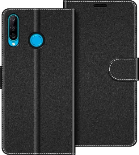 Husa de protectie pentru Huawei P30 Lite Coodio, piele PU, negru, 6,5 inchi