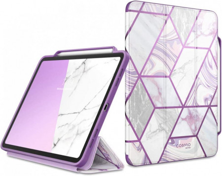 Husa de protectie pentru iPad PRO 2018/2020/2021 i-Blason, piele sintetica, alb/gri/violet, 11 inchi