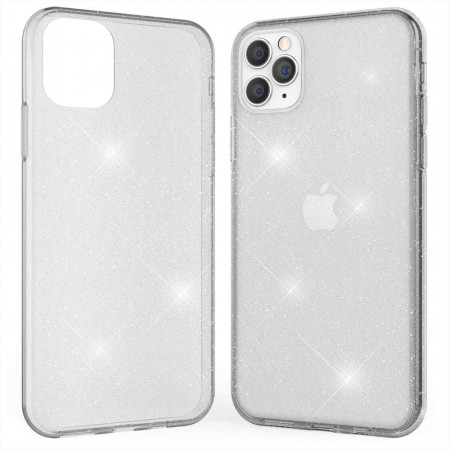 Husa de protectie pentru iPhone 11 Pro Kaliroo, TPU/silicon, transparent, cu sclipici, 144 mm