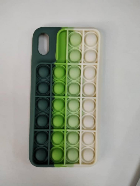 Husa de protectie pentru iPhone XS Max Pop it N?, silicon, verde/alb, 6.5 inchi