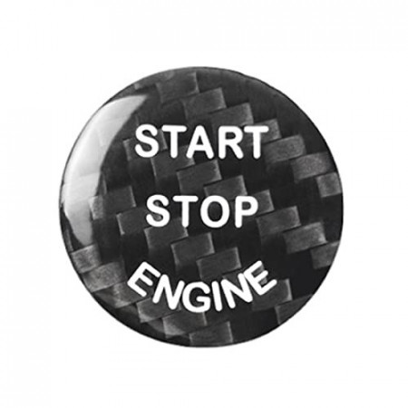 Husa pentru butonul Start/Stop masina Kipalm, fibra de carbon, negru/alb, 2.5 cm