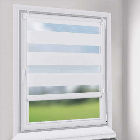 Jaluzea duo pentru fereastra Sekey, poliester, alb, 105 x 210 cm - Img 1