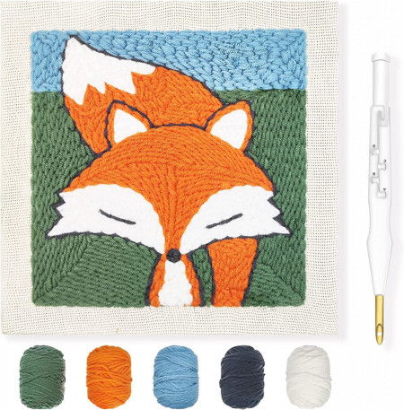 Kit pentru impletit Wool Queen, model vulpe, lana/plastic/metal, multicolor