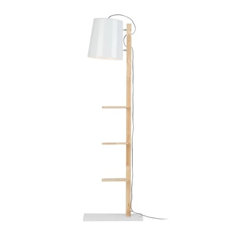 Lampadar Cambridge, metal/lemn, alb/natur, 38 x 25,5 x 168 cm