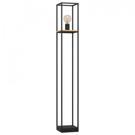 Lampadar Middaugh, metal/lemn, negru/natur, 128,5 x 18 x 18 cm