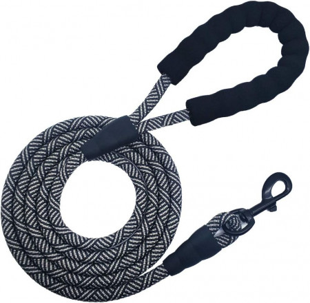 Lesa pentru caine MayPaw, nailon, negru/alb, 150 cm