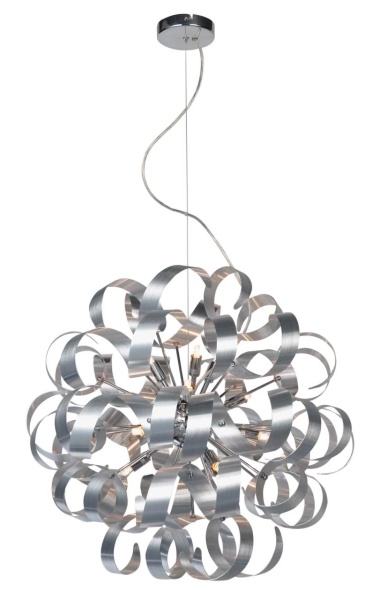 Lustra tip pendul Ambient Curly, LED, metal, crom, 60 x 330 cm