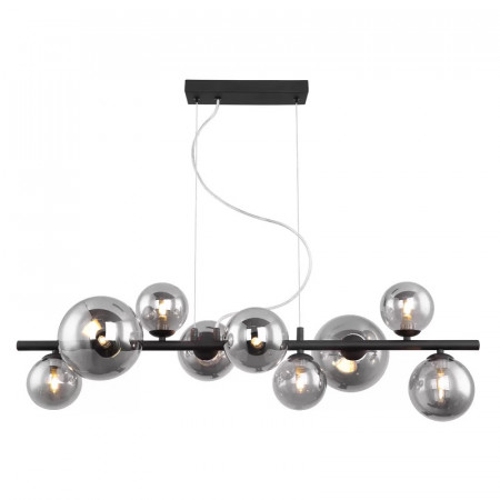 Lustra tip pendul Crowther, 9 lumini, metal/sticla, negru/gri, 36 x 68 x 90-120 cm