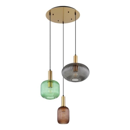 Lustra tip pendul Normy, 3 lumini, metal/sticla, multicolor, 55 x 14 x 132 cm