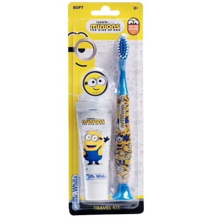 MINIONS Set Periuta dinti cu ventuza si Pasta de dinti copii +3 ani Aroma Capsuni 25ml Disney