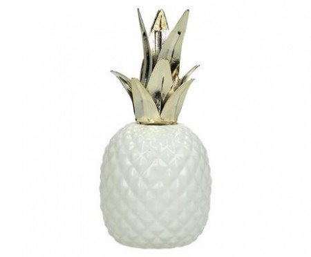 Obiect decorativ Pineapple alb/auriu, inaltime 15cm - Img 1