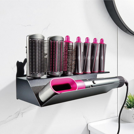 Organizator de perete pentru Dyson Airwrap DALUOBO, otel inoxidabil, negru, 38,5 x 23,5 cm