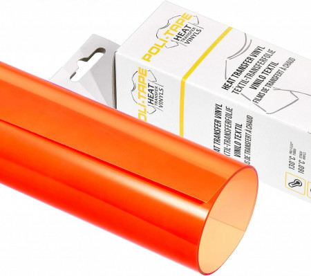 Rola vinil cu transfer termic Poli-Flex, portocaliu neon, 30,5 x 122 cm