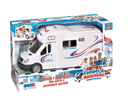 Rulota Camper RS Toys cu frictiune, lumini, sunete si deschiderea usilor, pentru copii