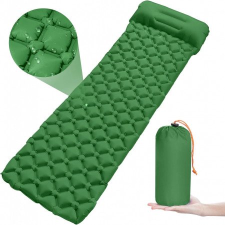Saltea gonflabila pentru camping Unbekannt, nailon/TPU, verde inchis, 190 x 58 x 5 cm