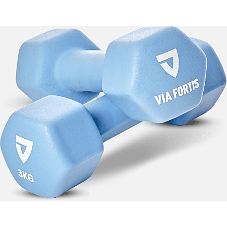 Set 2 gantere VIA FORTIS, 2x3 Kg, premium, albastru, resigilat