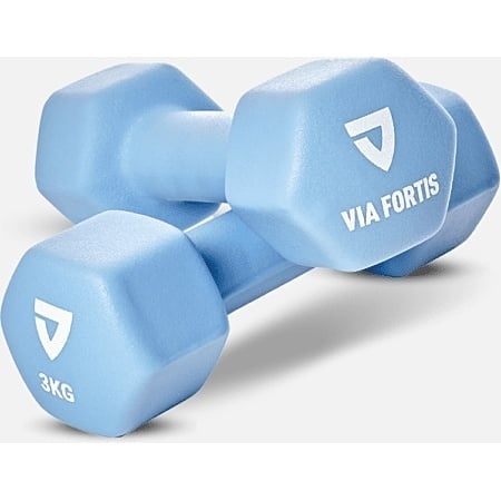 Set 2 gantere VIA FORTIS, 2x3 Kg, premium, din fonta cu invelis din neopren, Resigilat, Grad A