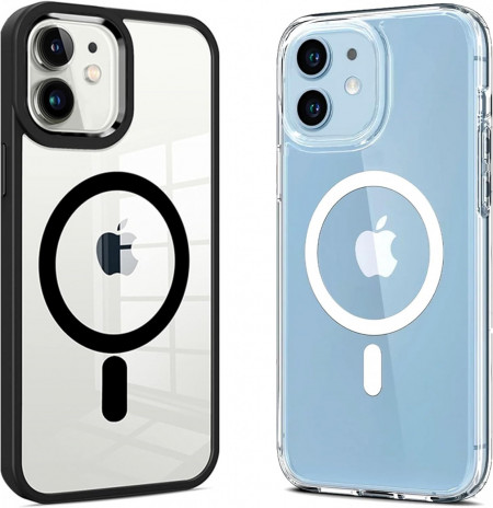Set 2 huse de protectie pentru iPhone 13 Anbwehr, plastic, transparent/alb/negru, 6,1 inchi