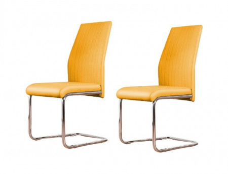 Set 2 scaune de masă tapițate Strout, muștar, 97 x x 57,5 cm - Img 1