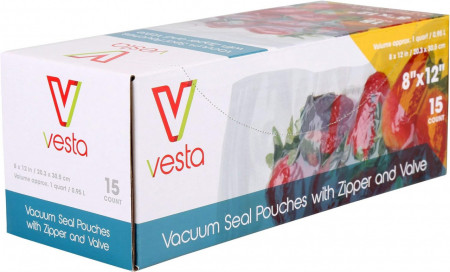 Set de 15 pungi pentru vidat V Vesta Precision, plastic, transparent, 20 x 30 cm