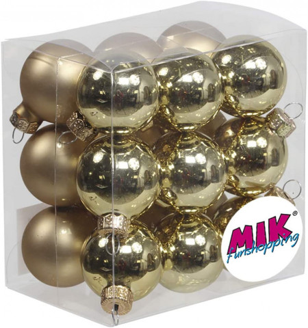 Set de 18 globuri pentru Craciun MIL Funshopping, auriu, sticla, 30 mm - Img 1