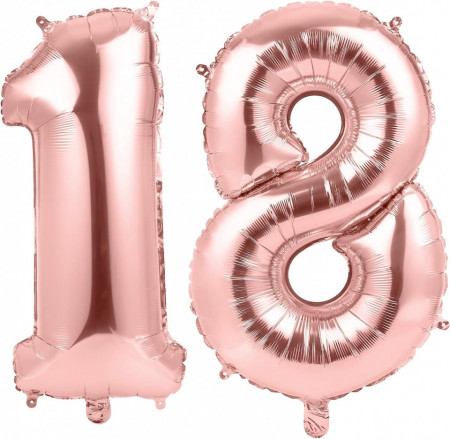 Set de 2 baloane pentru aniversare 18 ani Gwhole, folie, rose, 60 cm