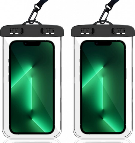 Set de 2 huse de protectie pentru telefoane Gimane PVC/policarbonat, transparent/negru, 6,9 inchi