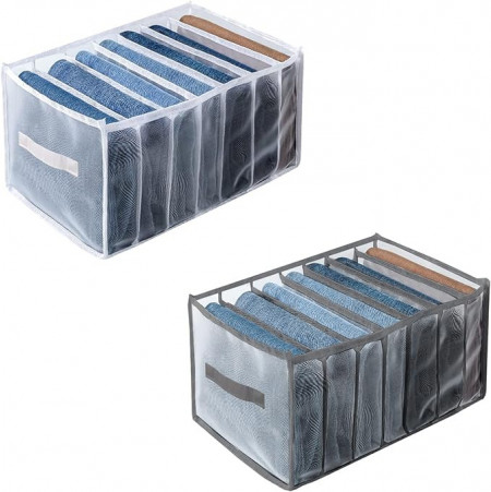 Set de 2 organizatoare haine, plastic, gri, 36 x 25 x 20.5 cm