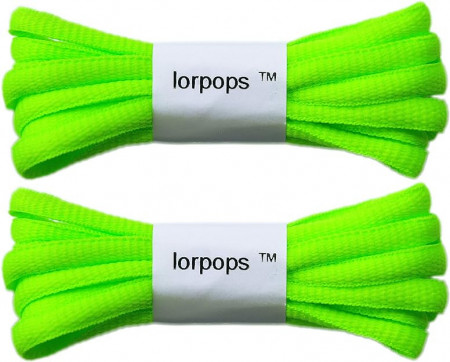 Set de 2 perechi de sireturi pentru incaltaminte Lorpops, verde, poliester, 100 cm