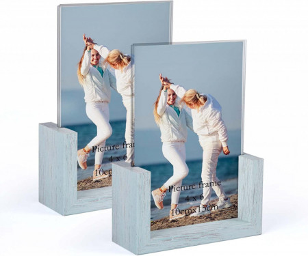 Set de 2 rame foto HORLIMER, sticla/lemn, gri, 10 x 15 cm