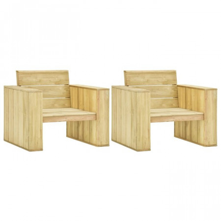Set de 2 scaune de gradina Jeffers, lemn masiv, 76 x 89 x 76 cm - Img 1