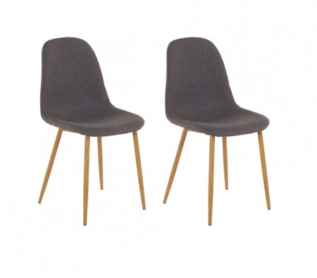 Set de 2 scaune Miller, tesatura/metal/decor stejar, antracit, 44x52x87 cm - Img 1
