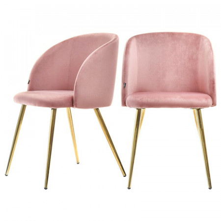 Set de 2 scaune tapitate Gary, roz/auriu, 83 x 55 x 54 cm - Img 1