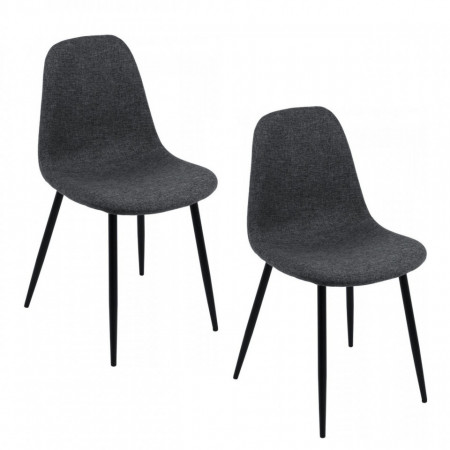 Set de 2 scaune tapitate Karla, metal/poliester, negru/gri inchis, 44 x 87 x 53 cm