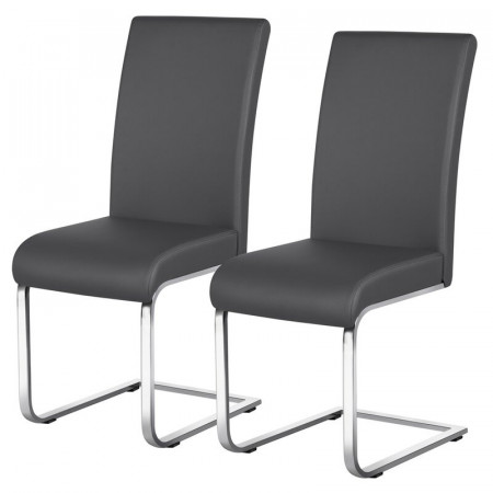 Set de 2 scaune tapitate Nashville, gri/argintiu, 103,5 x 41,5 x 51,5 cm - Img 1