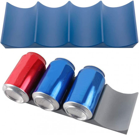 Set de 2 suporturi de sticle/doze Thirei, plastic, albastru/gri, 11,5 x 3,9 x 2 cm