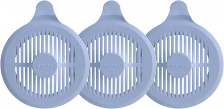 Set de 3 filtre pentru scurgere MR.SIGA, silicon, albastru deschis, 12,9 cm