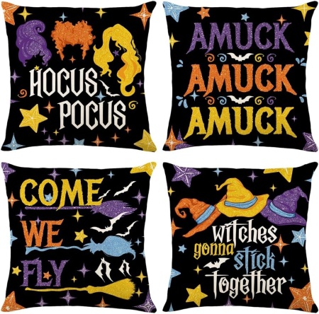 Set de 4 fete de perna pentru Halloween Ltdkaen, textil, multicolor, 45 x 45 cm