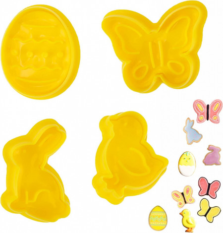Set de 4 forme pentru prajituri GUBOOM, plastic, galben - Img 1