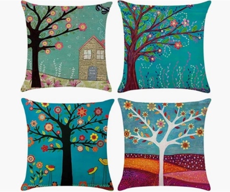 Set de 4 huse pentru perna Coyvesar, bumbac/in, multicolor, 45 x 45 cm