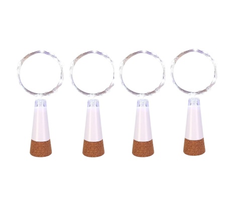 Set de 4 lampi pentru sticle UMIWE, LED, cupru/plastic/pluta, RGB, 1,5 M