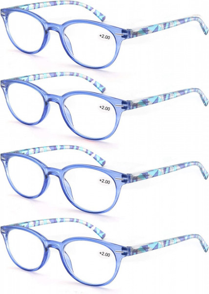 Set de 4 perechi ochelari de citit Modfans, pentru dama, cu dioptrii 0.50, albastru - Img 1