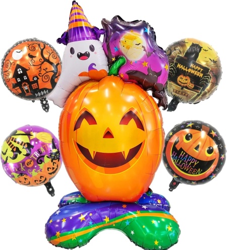 Set de 5 baloane pentru Halloween Changzhong, folie de aluminiu, multicolor